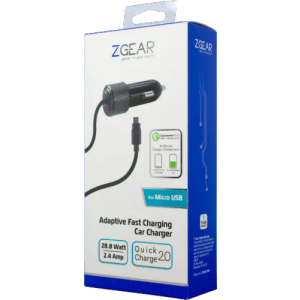 Pack of 2: ZGear 28.8-Watt 2.4-Amp Adaptive Fast Charging Car Charger for Micro USB - Black, ZGear Universal Phone Mount for Car or Desk - Black