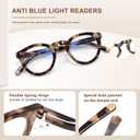 EASY READ Retro Round Blue Light Blocking Reading Glasses for Women,Anti UV Readers for Women with Spring Hinge