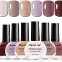 OpenLive 10ml Nude Pink Nail Polish Set 6 Colors Brown Red Purple All Seasons Neutral Color Quick Dry Nail Polish Set for Women Salon DIY Nail Art