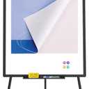 VIZ-PRO Magnetic Whiteboard Easel Black, 36 x 24 Inches, Portable Dry Erase Board Height Adjustable for School Office and Home