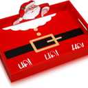 Huwena Christmas Decorations for Home Christmas Serving Tray with Handles Rustic Decorative Tray Wooden Serving Platters for Entertaining for Coffee Wine Table (Santa Belt)