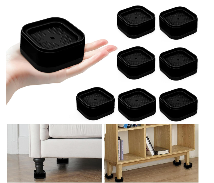 8 Pack Furniture Risers Adjustable Bed Risers Heavy Duty Stackable | Bed Raisers for Table Desk Couch Chair Sofa Cabinet Bed Legs Lift Height 1"