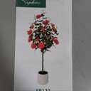 Yepdin 47 inch Artificial Rose Tree with Decorative White Planter,224 Leaves and 24 Blooming Outdoor Fake Flower Trees,Faux Plants for Indoor Home Front Door Decor