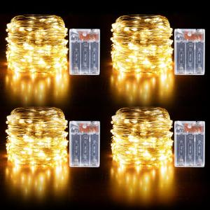 YPHSOL Fairy Lights Battery Operated String Lights 16.4ft 50LED Flashing and Constant Light Waterproof Silver Wire for Christmas DIY Party Wedding Decoration(Warm White, 4 Pack)
