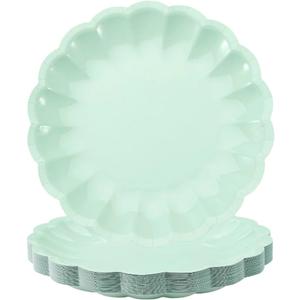 BHHQHH 50Pcs Disposable Scalloped Paper Plates 9 Inch Shell Edge Dinner Paper Plates for Wedding Baby Shower Birthday Party Bridal Party Supplies(Green)