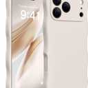 Magnetic for iPhone 17 Pro Case, [Full Camera Protection][Compatible with MagSafe] Cute Wave Frame Silicone Shockproof Protective Phone Case for iPhone 17 Pro 6.3", Stone