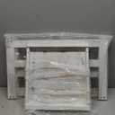 MyGift Shabby Whitewashed Wood C Shaped Side Table End Table, Under The Couch TV Table for Living Room