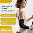 Arm compression Sleeve (1 Pair),Copper Elbow Compression Sleeve,Elbow Brace for Tennis Elbow Tendonitis,Full Arm Sleeve for Men & Women,Sports Support & Recovery (Black, L)