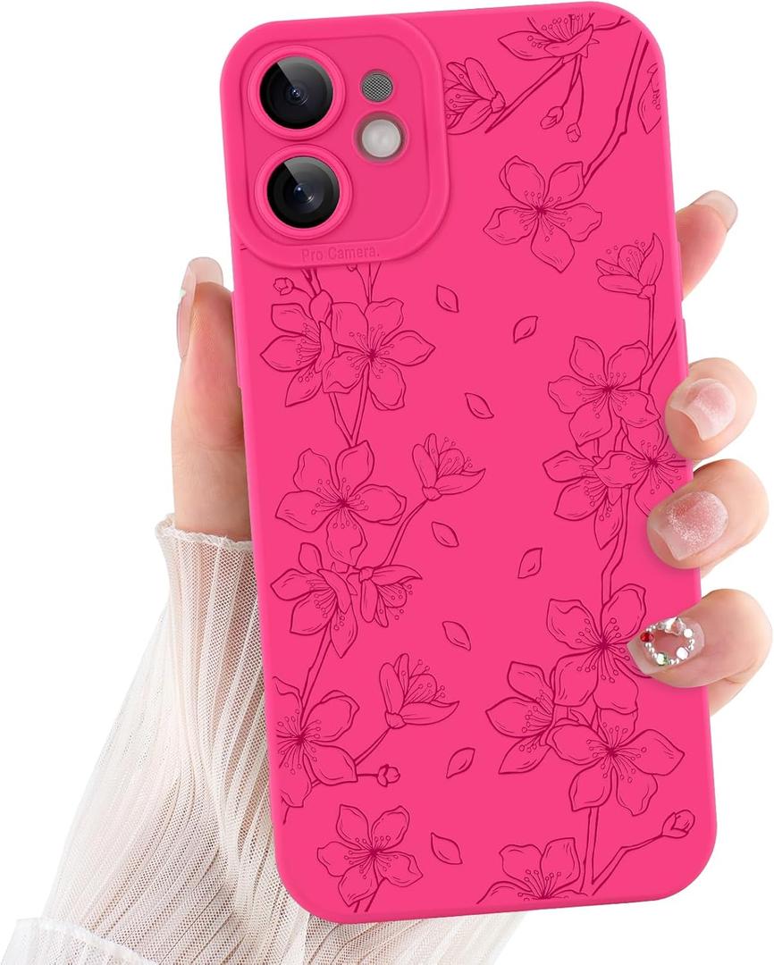 ZIYE for iPhone 11 Case Flower Floral Pattern for Women Girls Slim Soft TPU Camera Protection Cute Cover Designed for iPhone 11 6.1 Inch Hot Pink