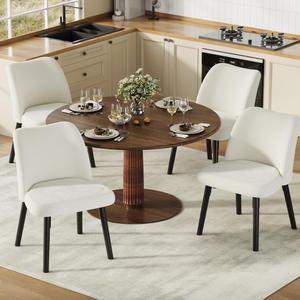 Garvee Dining Chair Set of 2, Upholstered Fabric Dining Room Chairs, Cream