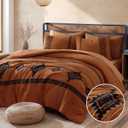 MaiRve Embroidery Comforter Set, Boho Farmhouse Western Bedding Set, All Season Bed in A Bag Comforter Set with Sheets, Pillowcases & Shams, Burnt Orange Queen 7 Pieces