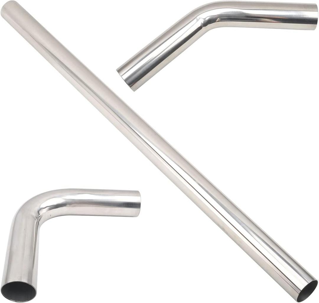 4 Inch DIY Custom Mandrel Exhaust Pipe Tube Pipe, 40 Inch Straight Pipe, 4''OD Straight & Mandrel Bend Pipe(45/90 Degree) Kits, T304 Stainless Steel, Universal Fitment - 3PCS