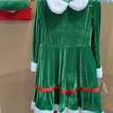 SOMSOC 5 Pack Women Christmas Elf Costume Set Velvet Dress Belt Striped Over Knee High Socks Elf Hat Shoes for Cosplay
, S