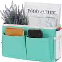 Bedside Caddy Hanging Storage with Water Bottle Holder for Bunk Bed Hospital Bed Dorm Rooms (Light Green)