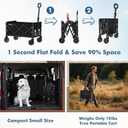 Collapsible Foldable Wagon with Wheels Heavy Duty Folding Wagons Carts 360LBS Weight Capacity Portable All Terrain Utility Wagon Cart for Groceries Sports Garden Shopping Camping Beach