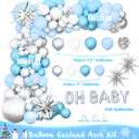 Baby It's Cold Outside Baby Shower Decorations, Blue Winter Snowflake Baby Shower Party Supplies Boy, Winter Wonderland Little Snowflake Is On The Way Balloon Garland Boxe Sash Baby Boy Shower Kit
