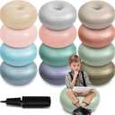 Lewtemi Pack of 12 Flexible Seating for Classroom Elementary 20 Inch Yoga Ball Chair Large Inflatable Donut Ball Chair Wobble Seat with Inflator for Kids Student Sensory Balance Exercise Home Office