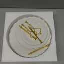 SOUJOY Set of 2 Porcelain Tiered Cupcake Stand, White Embossed Dessert Stand with Gold Rod, 3 Tiers and 2 Tiers Serving Trays for Tea Party Wedding Baby Shower Home Birthday