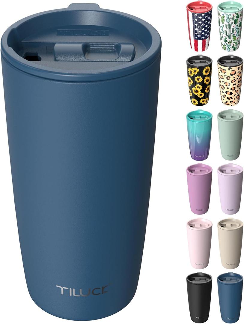TILUCK 20 oz Insulated Tumbler with BPA-Free Lid, Stainless Steel Vacuum Travel Coffee Mug, Double Wall Coffee Tumbler20ozMatte DarkBlue