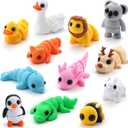 JOYIN 12 Pcs 3D Printed Animals Set, Mini Animals 3D Printed Toys - Cute Articulated Flexible Figurines Fidget Toys for Easter Party Favors Birthday Gifts Desk Pets Office Home Decor