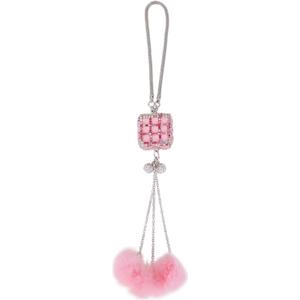 1 Pcs Metal,Rhinestone Magic Cube Diamond Car Rear View Mirror Pendant Accessories Car Hanging Ornament Pink
