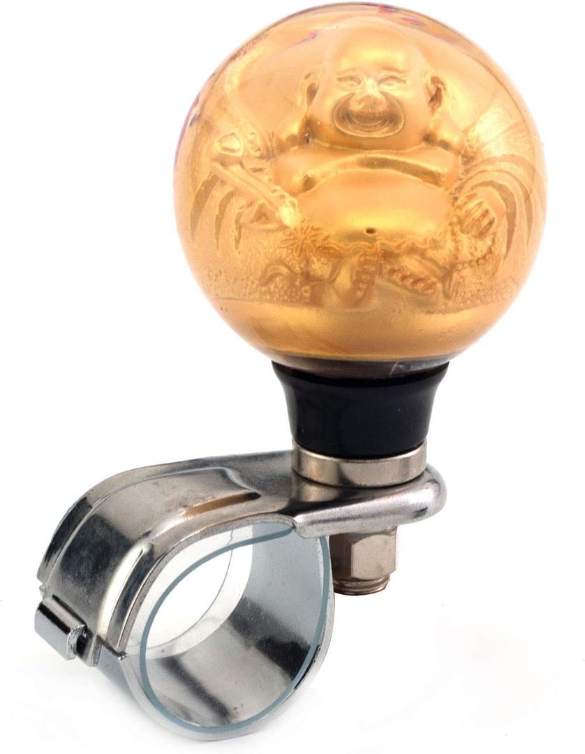 Car Wheel Knob Steering Suicide Spinner, Lucky Style Car Power Handle Grip Knobs Fit Most Forklifts Lawn Mowers Boats Agricultural Tractors Private Off-Road Vehicles (Gold)