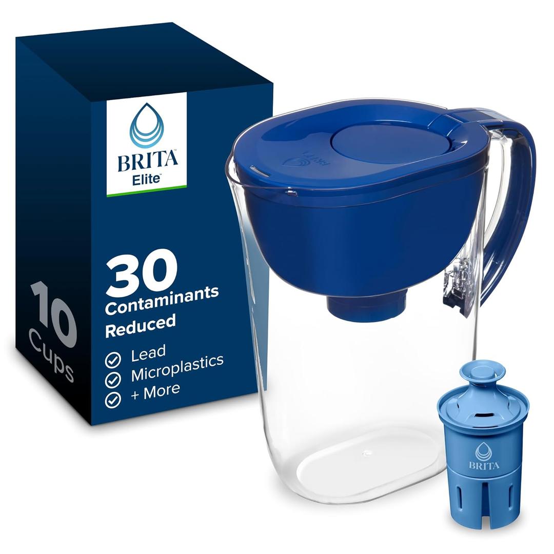 Brita Everyday Elite Water Filter Pitcher, Removes 99% of Lead, Includes 1 Filter, 10-Cup Capacity, Blue