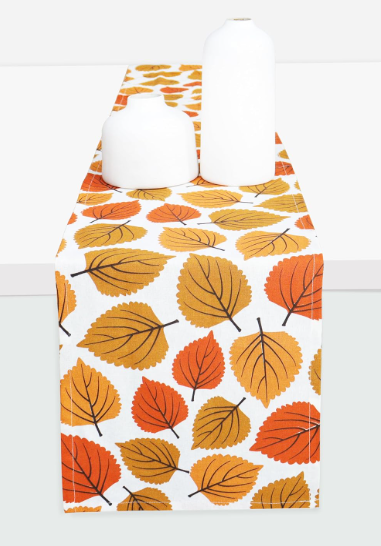 PurpleEssences Maple Leaves Fall Table Runner, 14x90-in Autumn Table Runner for Fall Outdoor & Indoor Party, Thanksgiving Table Runners for Kitchen Dining Table, Amber