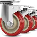 4 Inch Heavy Duty Swivel Caster Wheels with Brake, Set of 4, Industrial Locking Rolling Plate Casters Wheels for Furniture, Cart, Table and Workbench, Easily Load 2200lbs