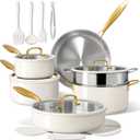 CAROTE 18 PCS Stainless Steel Cookware Set, Pots and Pans Set