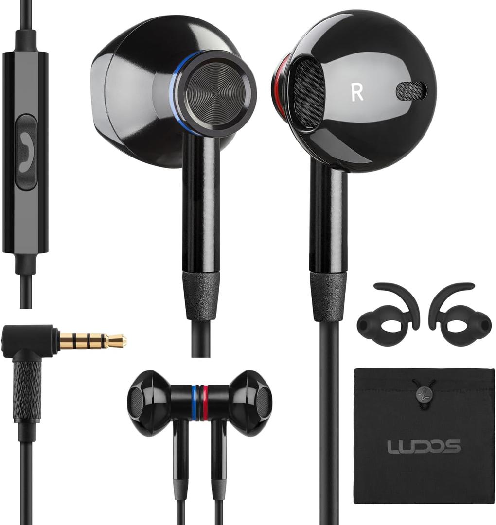 LUDOS NOVA Wired Earbuds in-Ear Headphones, Earphones with Microphone, 3.5mm Plug-in Ear Buds Calls Compatible with iPhone, Laptop, Computer, School Students, Kids, Women, Small Ears