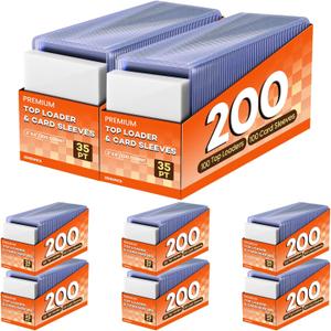 1600 Card Sleeves Top Loaders for Cards, 3" x 4" Hard Plastic Toploaders, Baseball Card Protectors, Trading Card Holder for Football Sports Cards (800 Toploaders + 800 Penny Sleeves)