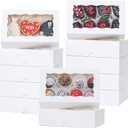 25pcs 7x4.3x2 Inches White Chocolate Covered Strawberries Cookies Cakesickle Chocolate Truffle Treat Cake Pop Bakery Boxes for Christmas Valentine's