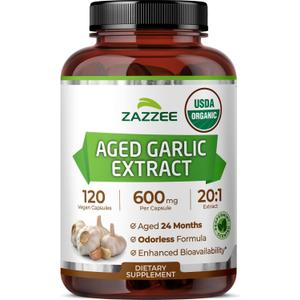 Zazzee USDA Organic Aged Garlic 20:1 Extract, Aged 24 Months, Odorless