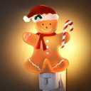 Hohean Christmas Decoration Gingerbread Man Night Light Plug in, 120V C7 LED Xmas Wall Plugin Nightlights, Christmas Night Light Decor for Bedroom Bathroom Kitchen Hallway Stairs