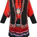 Dani Dennison Costume Kids Adult Witch Outfits Red Skirt Dress Full Set with Hat Scarf for Halloween Cosplay
 XL