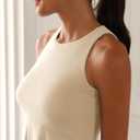 ODODOS Casual Flare Tank Dress for Women Summer Sleeveless Sundress Mini Skater Dress, Beige, Small (Beige, S)