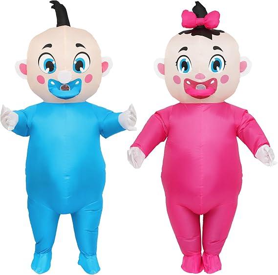 2 Pack Giant Inflatable Baby Costume 91", Blow Up Outfit for Adults, Baby Gender Reveal Party & Gender Reveal Ideas, Boy Girl Reveal Costume for Halloween Christmas Cosplay