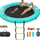 FBSPORT Inflatable Dock Floating Platform, Inflatable Water Hammock Floating Deck for Lake W/Cupholder, Round Floating Ring Sunchill Float Ring, Pool Float Raft Lounger Island Platform Pad (Mint Green)