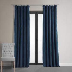 Drapes Signature Velvet Thermal Blackout Curtains for Living Room 84 Inch Long (1 Panel) Rod Pocket Insulated Blackout Curtains for Bedroom Window Curtains, 50W x 84L, Midnight Blue
