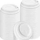 240 Pack Coffee Cup Lids, Disposable Coffee Lid, Leak Proof Plastic Lids for 10, 12, 16, 20, 24 oz Paper Cups, Hot Cup Lid 3.54 Inches/90 mm Diameter