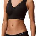 Calvin Klein Womens Invisibles Comfort Seamless Lightly Lined V Neck Bralette Bra (X-Large, Black)