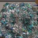 5 FT Pop Up Christmas Tree with Timer Lights and Decorations, Green Tinsel Artificial Christmas Tree with 24 Balls Ornaments, Collapsible Pencil Tree for Xmas Home Office Party Decor (Dark Green - White Edges)