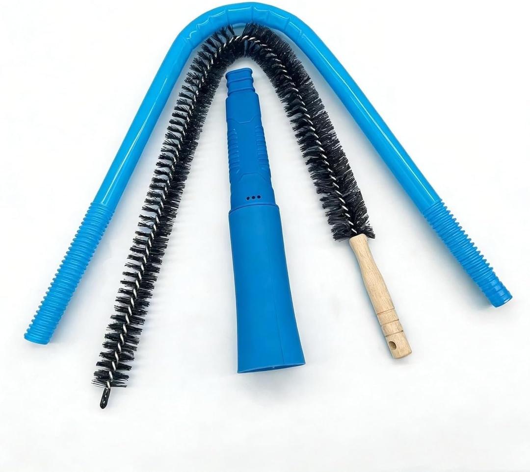 Dryer Lint Vacuum Attachment - Flexible Hose & Brush Cleaner Kit for Dryer Vents, Vacuum Pipes, Appliance Gaps, Universal Multi-Size Adapters Fit Most Vacuums (blue)