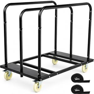 Folding Table Cart, 1800 LBS Heavy Duty Table Dolly with 5" PU Swivel Wheels, Reinforced Drywall Trolley and Panel Cart for 10 Folding Tables, Chairs, Plywood, Lumber, Warehouse, Party Events