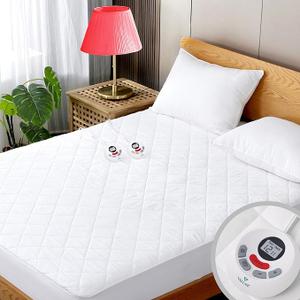 Heated Mattress Pad Full Size Quilted Heating Electric Bed Warmer Luxury Comfort Heat Mattress Pad Cover Single Controller（10 Heat Setting | 1-12 Hours Auto Shut Off | with 8-21 Inch Deep Pocket）