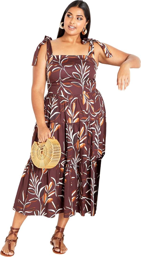 City Chic Plus Size Maxi Corrine PRT in SOL Leaf, XS