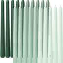 Viyffo 10 Inch Taper Candles-20 Pack Green, Unscented, SmokelessUp to 8 Hour Burn  Long Tall Tapered Candlesticks for Wedding, Dinner, Holiday, Party, Home Decor Natural Color Series
