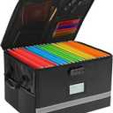 EXLIFBAG File Organizer, Fireproof File Box with Lids, Important Document Organizer Box with Lock, Portable File Folder Organizer with Handle (Black 1 Layer)