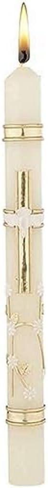 CB Church Supply Hand Decorated Sacramental Baptism Candle by Will & Baumer, 9.75-Inch, Ornate Dove